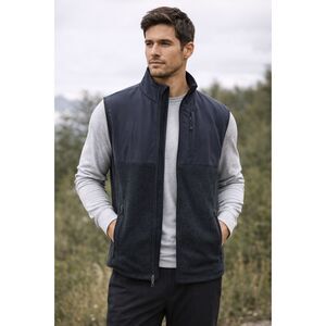 Solaris Mens M Navy Softshell Fleece Lined Full Zip Water Resistant Vest Hiking